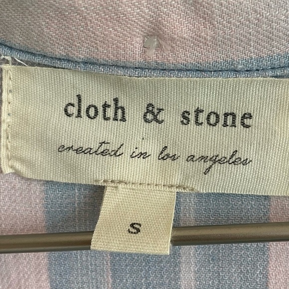 Cloth & Stone Plaid Tie Up Flannel Shirt, Pink & Blue, Size S - Picture 5 of 7